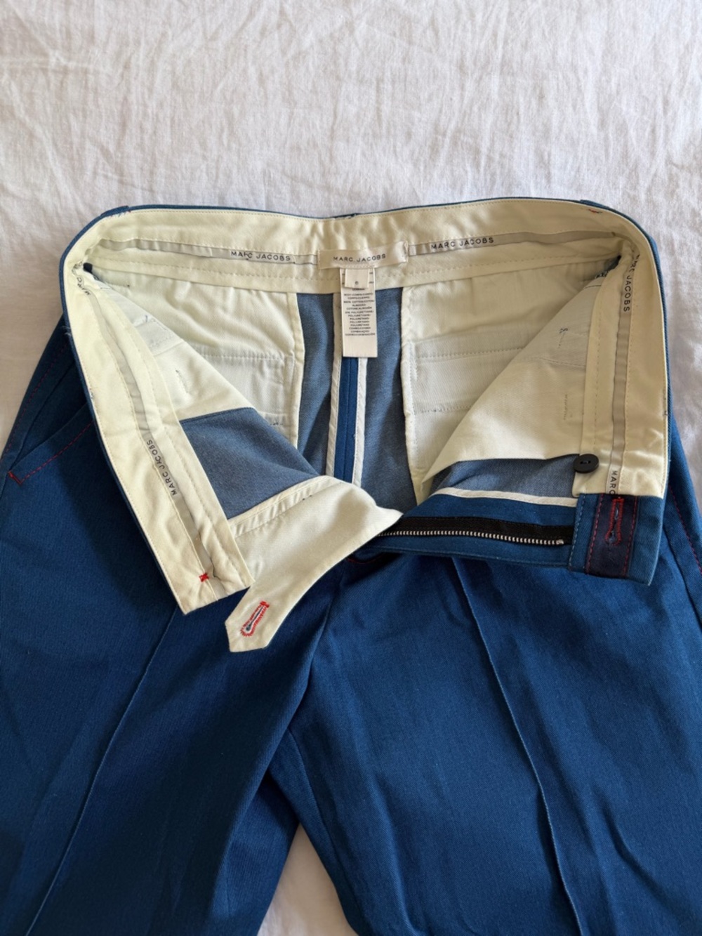 Marc Jacobs Blue Trouser with Red Topstitching and Silver Buttons - Picture 3 of 11